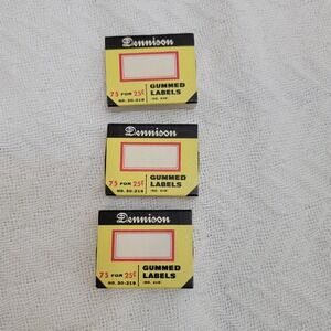 VTG Dennison Gummed Labels No. 219 30-219 Red Border 3 Boxes USA Full NEW